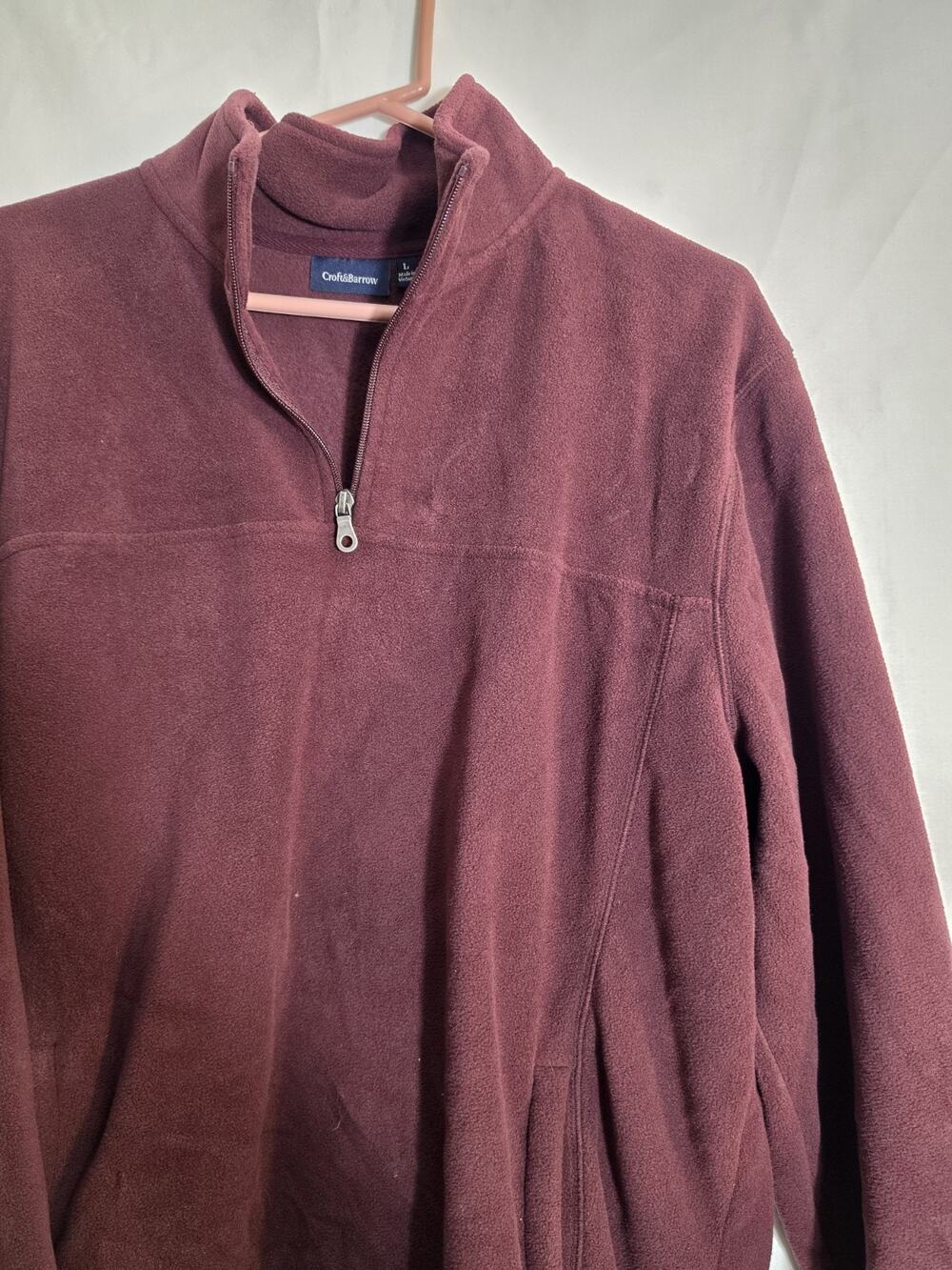 Croft And Barrow Men's Fleece Style Pullover Plum Long Sleeve Size Large